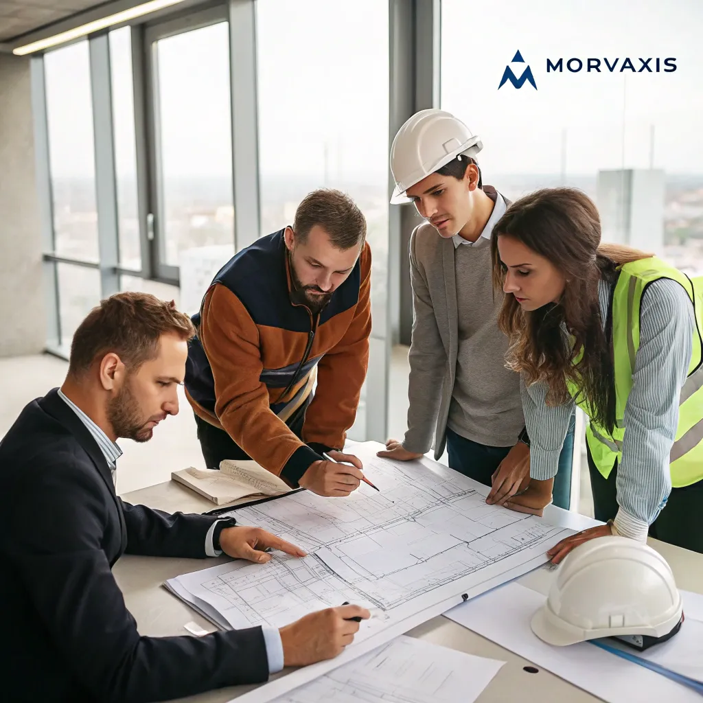 MORNAVIXIS team discussing a construction project